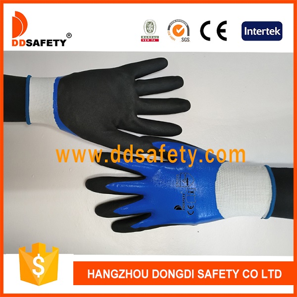 Black nylon with blue nitrile glove-DNN626